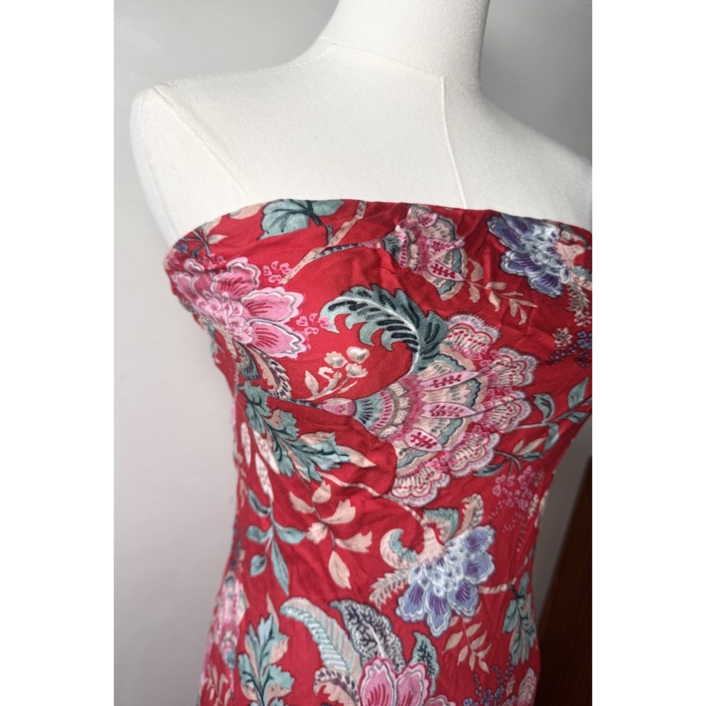 Vici‎ Women's Red Floral Tropical Tie-Back Maxi Dress Sz S - Picture 3 of 6